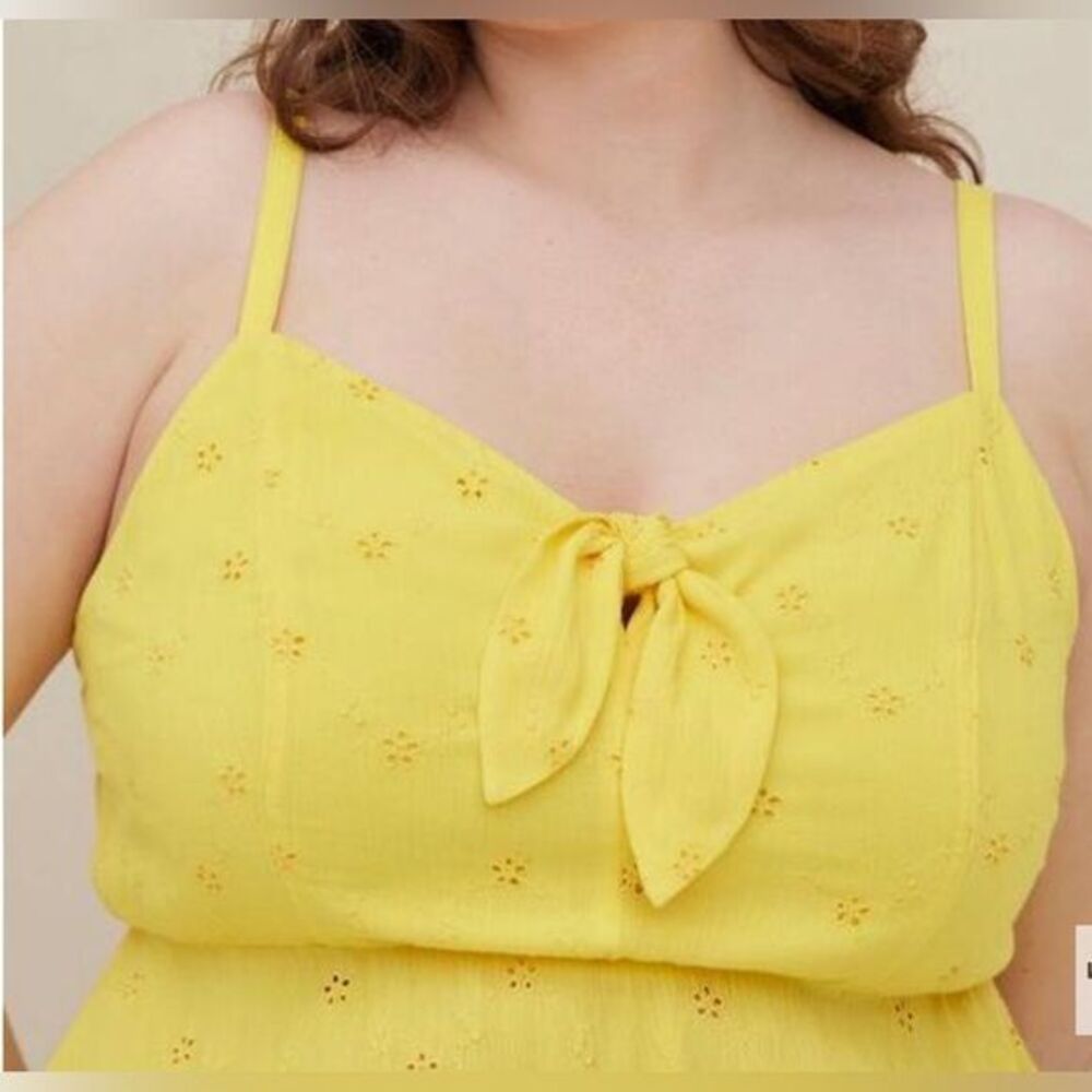 Torrid Peplum Eyelet Cami babydoll sleeveless blouse top yellow‎ size 1X - Picture 3 of 13